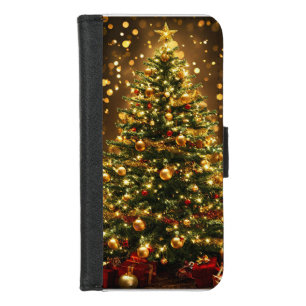 Elegant Christmas Tree Decorated With Lights iPhone 8/7 Wallet Case