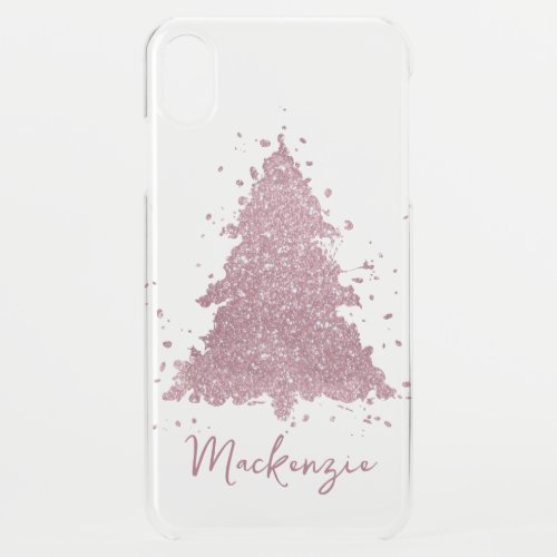 Elegant Christmas Tree  Dusty Mauve Pink Custom iPhone XS Max Case