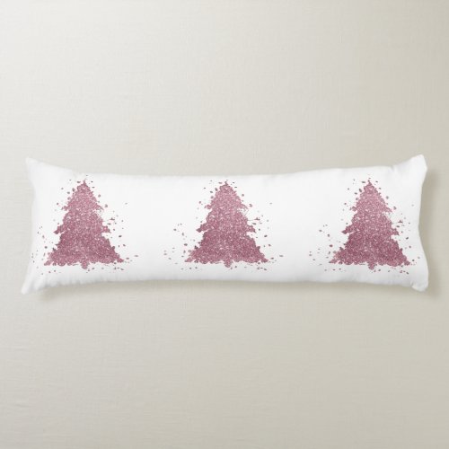 Elegant Christmas Tree  Dusty Mauve Pink Splatter Body Pillow