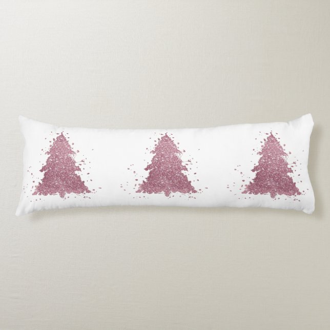 Elegant Christmas Tree | Dusty Mauve Pink Splatter Body Pillow (Front)