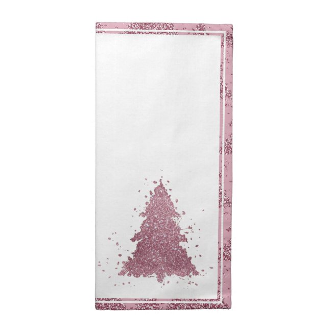 Elegant Christmas Tree | Dusty Mauve Pink Splatter Cloth Napkin (Half Fold)