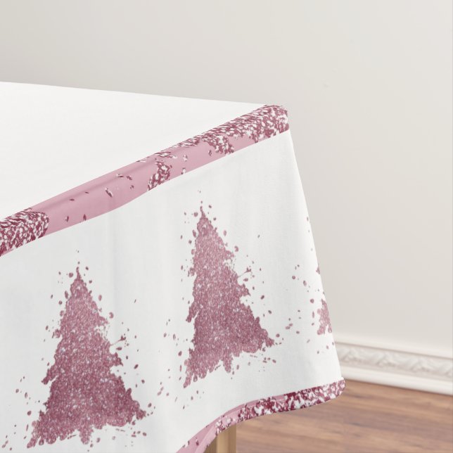 Elegant Christmas Tree | Dusty Mauve Pink Splatter Tablecloth (In Situ)