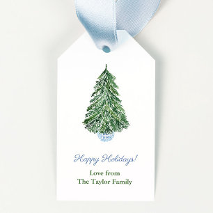 Elegant Christmas Tree Ginger Jar Merry Christmas Gift Tags
