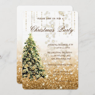 Elegant Christmas Tree,Glittery ,Christmas Party Invitation