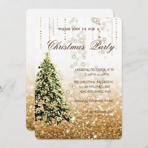 Elegant Christmas TreeGlittery Christmas Party Invitation