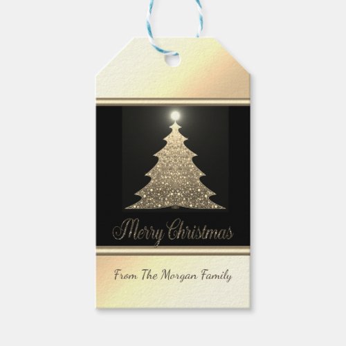 Elegant  Christmas TreeGold Black _ Personalized Gift Tags