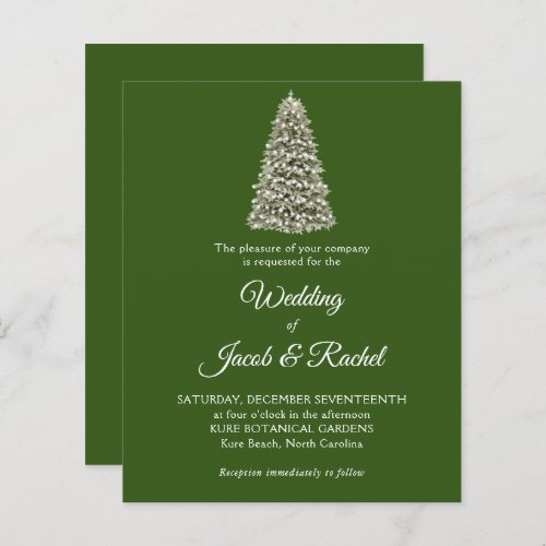 Elegant Christmas Tree Green Budget Wedding Invite