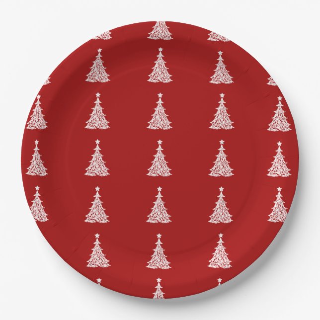 Elegant Christmas Tree Holiday Decor Paper Plates (Front)