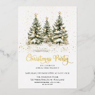 Elegant Christmas Tree Holiday Party  Foil Invitation