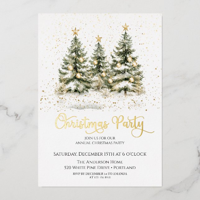 Elegant Christmas Tree Holiday Party  Foil Invitation (Front)