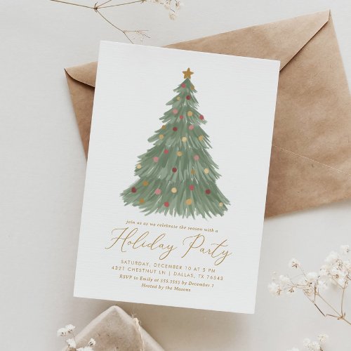 Elegant Christmas Tree Holiday Party Invitation