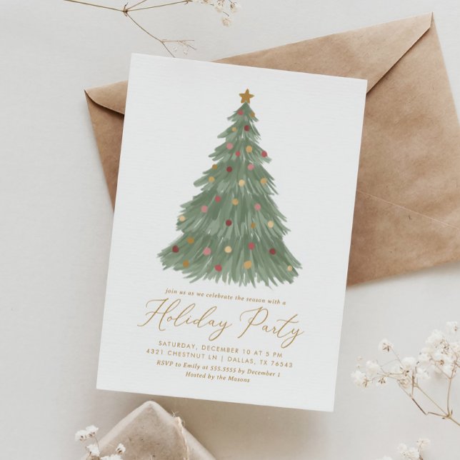 Elegant Christmas Tree Holiday Party Invitation (Creator Uploaded)