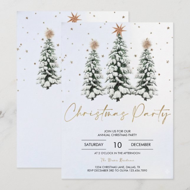 Elegant Christmas Tree Holiday Party Invitation (Front/Back)
