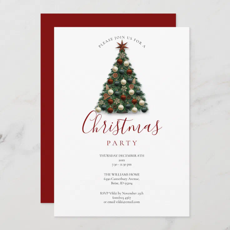 Elegant Christmas Tree Holiday Party Invitation | Zazzle