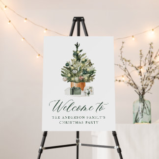 Elegant Christmas Tree Holiday Party Welcome Sign