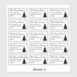 Elegant Christmas Tree Individual Names Address Sticker