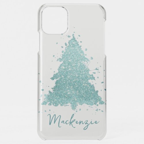Elegant Christmas Tree  Luxe Aqua Mint Custom iPhone 11 Pro Max Case