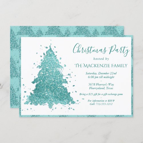 Elegant Christmas Tree  Luxe Aqua Mint Party Holiday Card