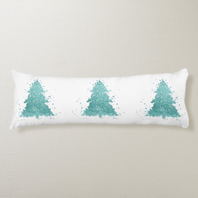 Elegant Christmas Tree | Luxe Aqua Mint Splatter Body Pillow (Front)