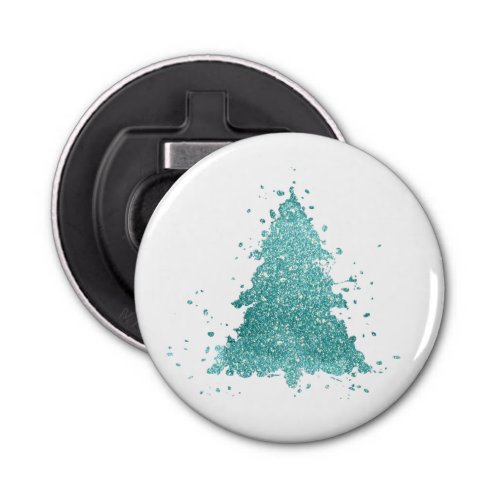 Elegant Christmas Tree  Luxe Aqua Mint Splatter Bottle Opener