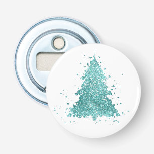 Elegant Christmas Tree   Luxe Aqua Mint Splatter Bottle Opener