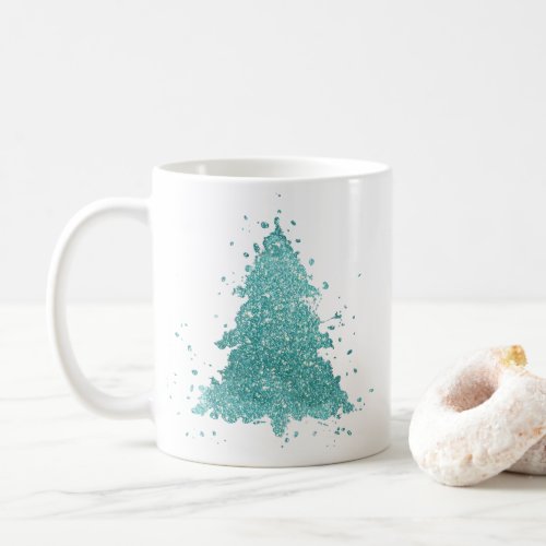 Elegant Christmas Tree  Luxe Aqua Mint Splatter Coffee Mug