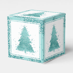 Elegant Christmas Tree   Luxe Aqua Mint Splatter Favor Boxes