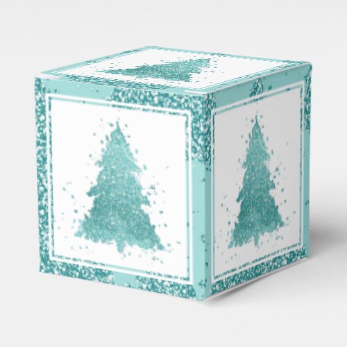 Elegant Christmas Tree  Luxe Aqua Mint Splatter Favor Boxes