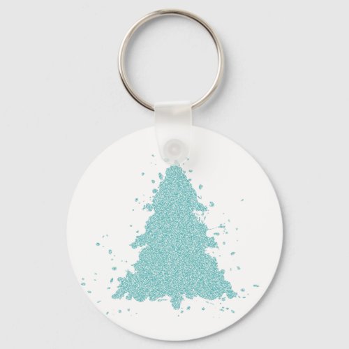 Elegant Christmas Tree  Luxe Aqua Mint Splatter Keychain