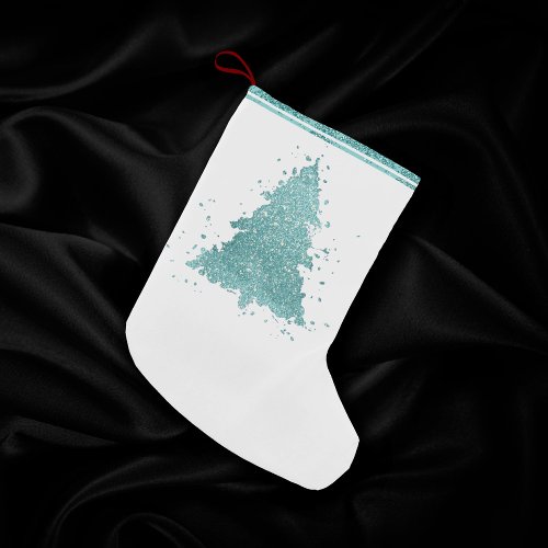 Elegant Christmas Tree  Luxe Aqua Mint Splatter Small Christmas Stocking