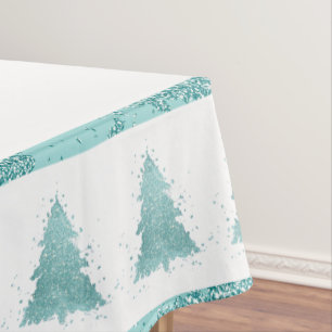Elegant Christmas Tree Luxe Aqua Mint Splatter Tablecloth
