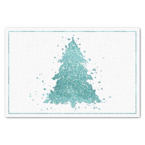 Elegant Christmas Tree  Luxe Aqua Mint Splatter Tissue Paper