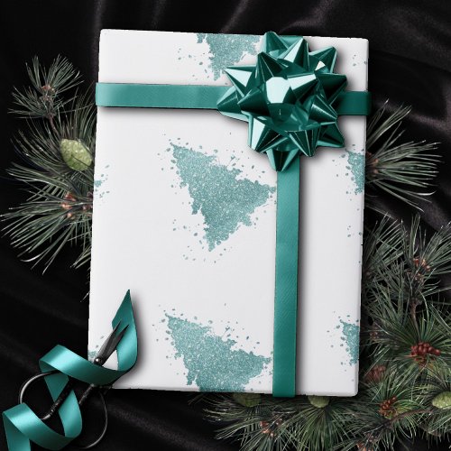 Elegant Christmas Tree  Luxe Aqua Mint Splatter Wrapping Paper