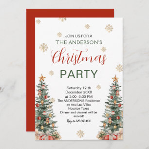 Elegant Christmas Tree Modern Party Invitation