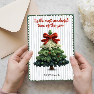 Elegant Christmas tree non photo green blue Holiday Card