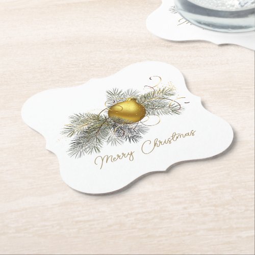 Elegant Christmas Tree Ornament Paper Coaster