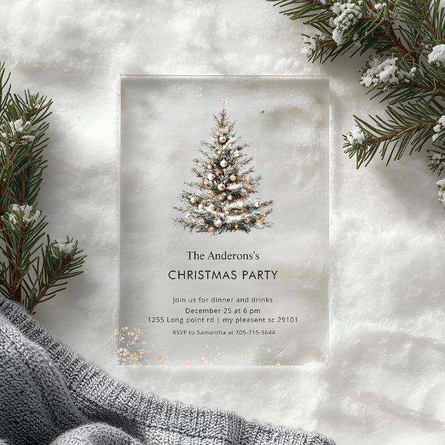 Elegant Christmas Tree Party  Acrylic Invitations (Creator Uploaded)