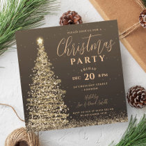 Elegant Christmas Tree Party Gold Holiday  Invitation