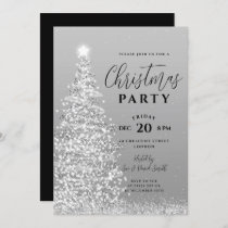 Elegant Christmas Tree Party Silver Holiday Invitation