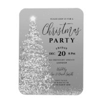 Elegant Christmas Tree Party Silver Holiday Invite Magnet