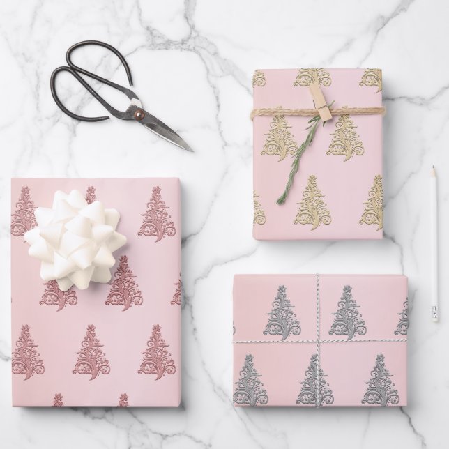 Elegant Christmas tree pattern    Wrapping Paper Sheets (Front)