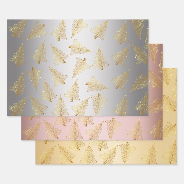 Elegant Christmas tree pattern   Wrapping Paper Sheets (Set)