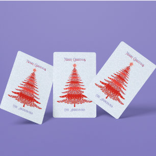 Elegant Christmas Tree Personalized Red Blue Poker Cards