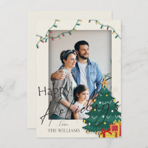 Elegant Christmas Tree Photo Happy Holidays Postc
