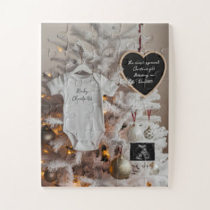 Elegant Christmas tree pregnancy announcement Jigsaw Puzzle