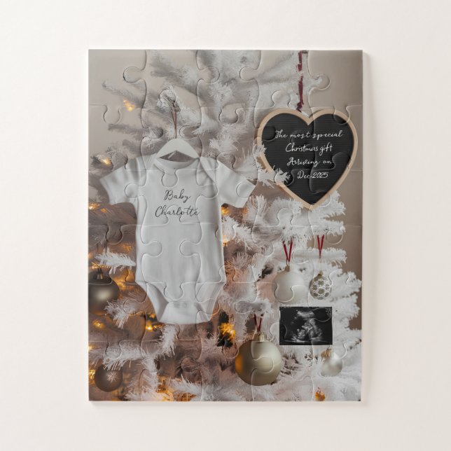 Elegant  Christmas tree pregnancy announcement  Jigsaw Puzzle (Vertical)