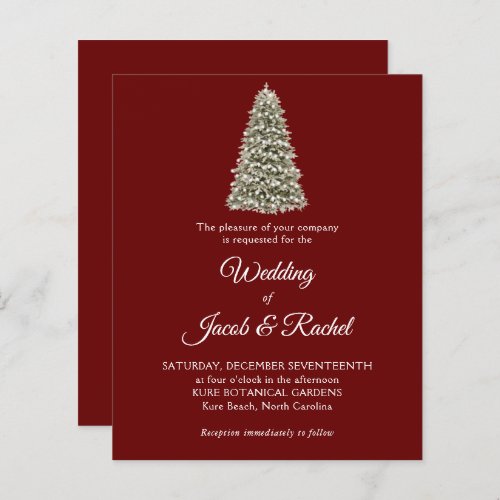 Elegant Christmas Tree Red Budget Wedding Invite