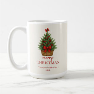 Elegant Christmas Tree – Red Ribbon Coffee Mug