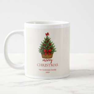 Elegant Christmas Tree – Red Ribbon Giant Coffee Mug