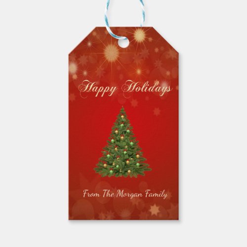 ElegantChristmas Tree RedSparkles_Personalized Gift Tags